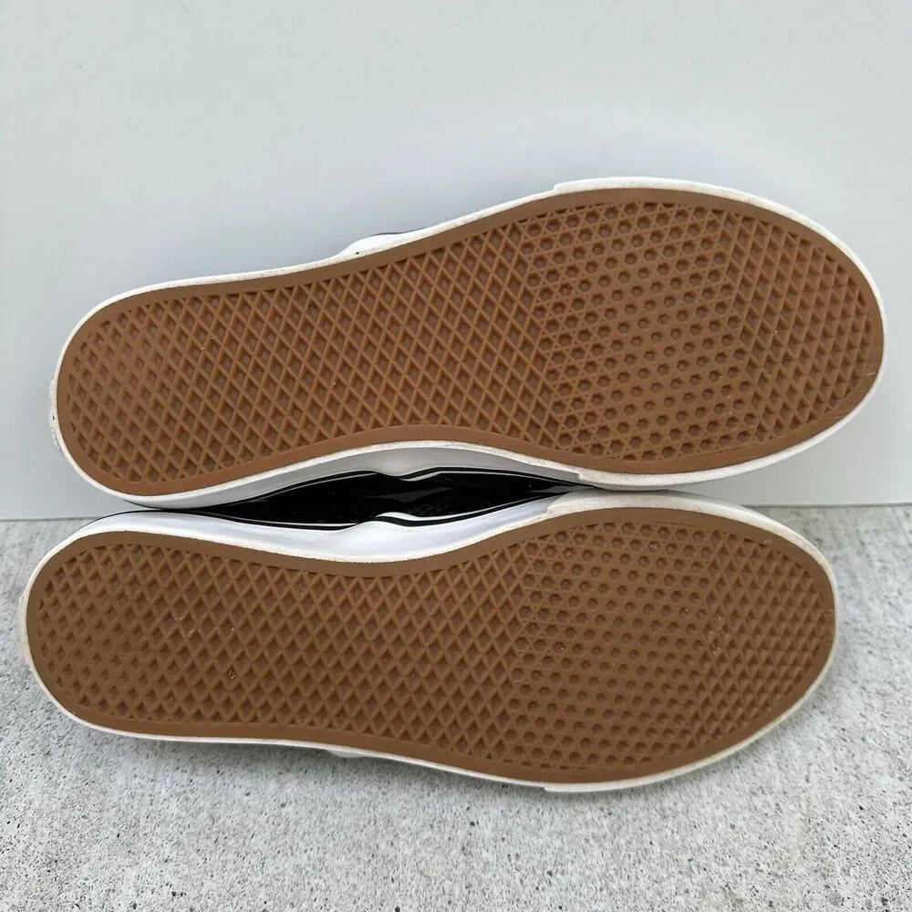 Vans Asher Slip On Shoes Womens 7 Black Perforated Leather Sneaker 721356 Skater